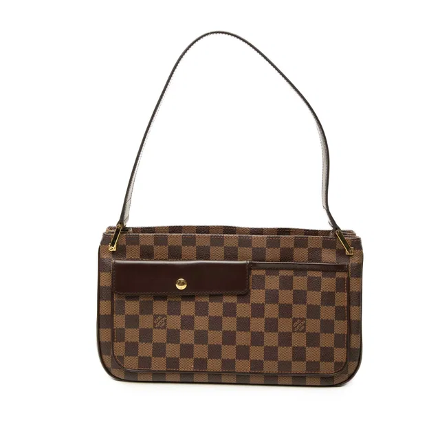 Brown Louis Vuitton Damier Ebene Aubagne Shoulder Bag in Brown Canvas from Designer Revival