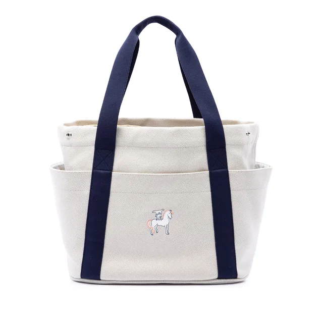 White Hermès Toile Cabriole Nappy Bag in White Canvas from Designer Revival