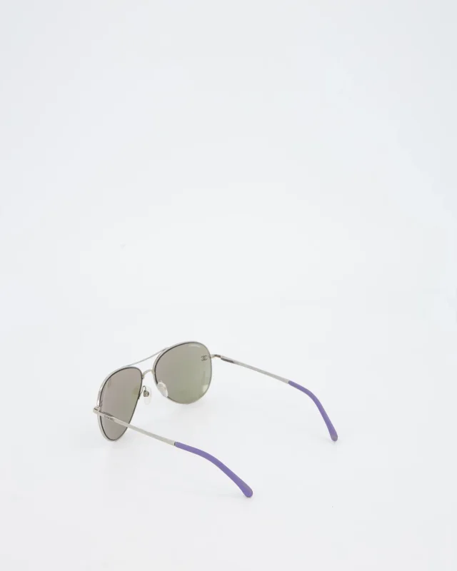 Chanel Silver and Purple Pilot CH4189TQ Sunglasses with CC Logo Detail in Purple from Sellier, photo 6 of 7