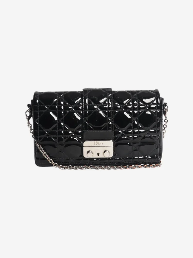 Dior Black Promenade wallet on chain bag in Black Leather from Sign of the Times