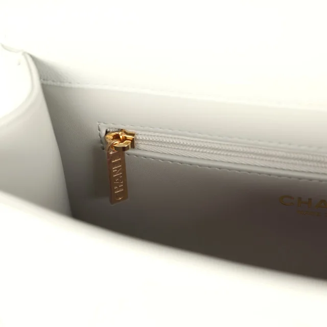 Chanel Small Preppy Coco Flap Bag Light Green Shiny Caviar Brushed Gold Hardware in Green Caviar leather from Madison Avenue Couture, photo 10 of 10