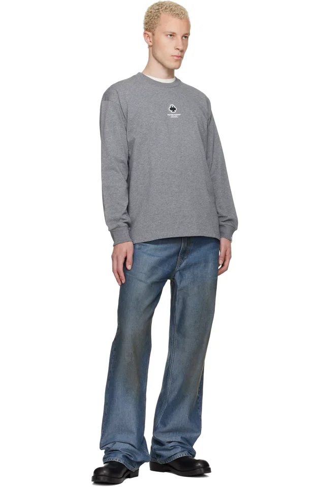 AAPE by A Bathing Ape Gray 'AAPENOW' Clover Moonface Long Sleeve T-shirt, photo 4 of 4 from SSENSE