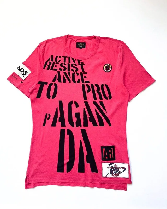 Vivienne Westwood Lee Patch Logo Chaos Print T Shirt in pink from Grailed