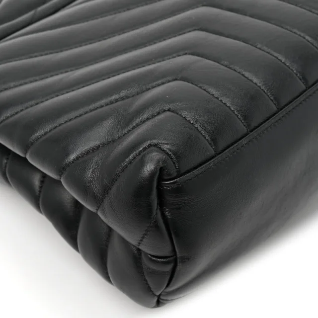 Saint Laurent Grain de Poudre Calfskin Y Quilted Monogram Medium Loulou Chain Satchel Black in Black Calfskin from FASHIONPHILE, photo 16 of 16