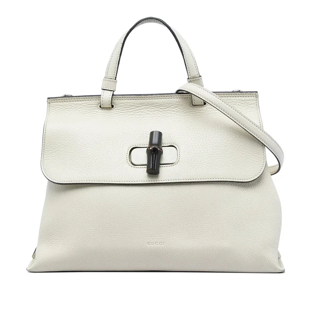 White Gucci Medium Calfskin Bamboo Daily Satchel in White Calfskin from Designer Revival, photo 1 of 1