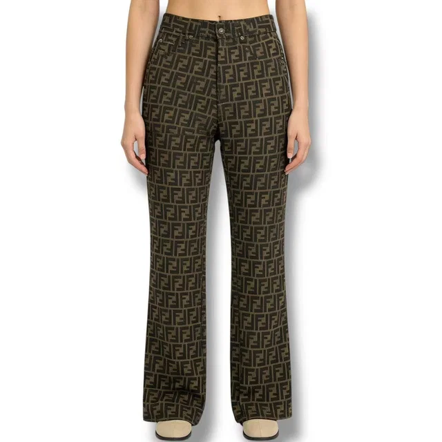 Fendi Pants Zucca Pattern FF Log All Brown 41 in Brown from The Reluxe