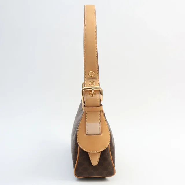 Celine Macadam Pattern Logo Plate Shoulder Bag Brown in Brown from VINTAGE QOO TOKYO, photo 3 of 14