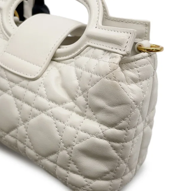 Dior Jolie Top Handle Mini Bag WhiteS3123UNJB Lambskin Faux Pearl in Lambskin from GALLERY RARE, photo 9 of 15