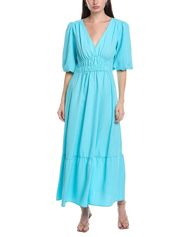 Maison Tara Wave Crepe Short Sleeve Midi Dress, image 1 of 1 from Rue La La