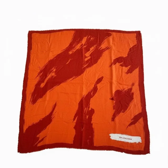Balenciaga Women's Scarf - Orange/Red in orange|red Silk from Depop, photo 1 of 1