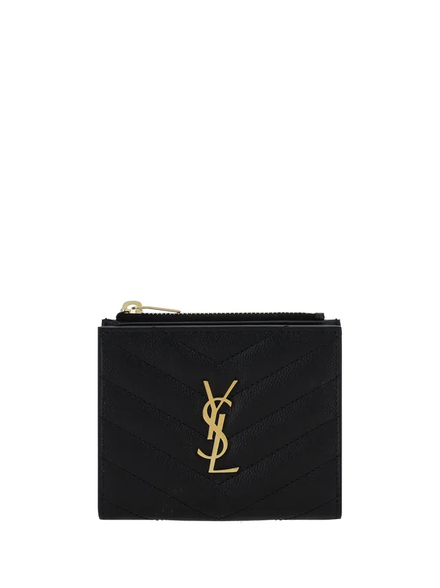 Saint Laurent Matelassé Leather Wallet — Black Calf Bos Taurus in Black Leather from HEWI