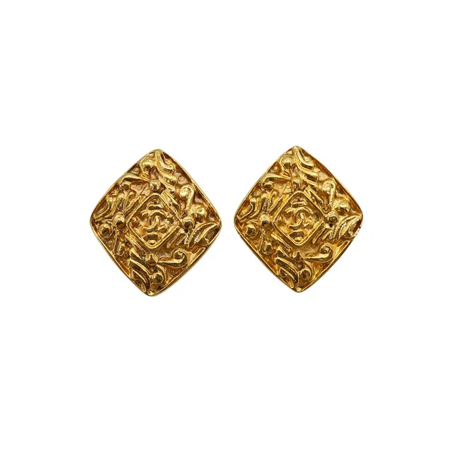 Chanel Vintage Earrings Cocomark Gold Accessory in Gold from Luxury Promise