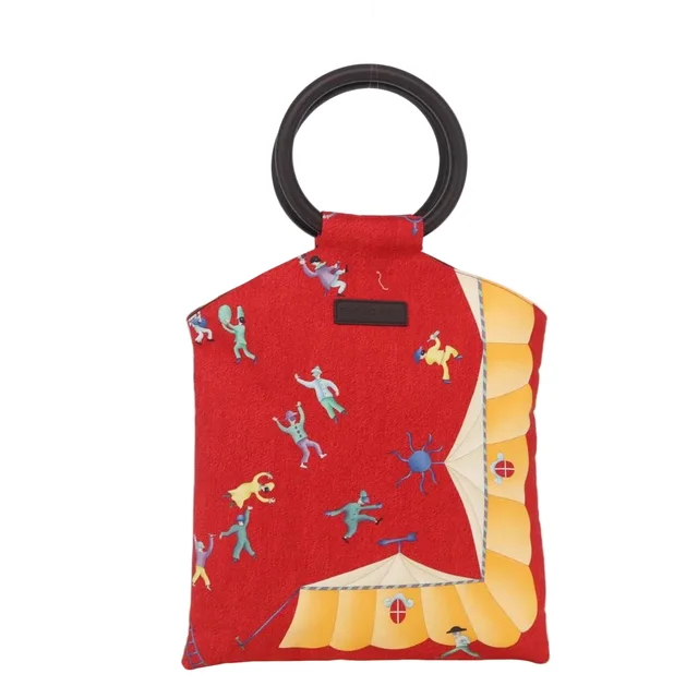 Bvlgari Pierrot Circus Print Small Tote Bag in Red Silk from Blue Spinach