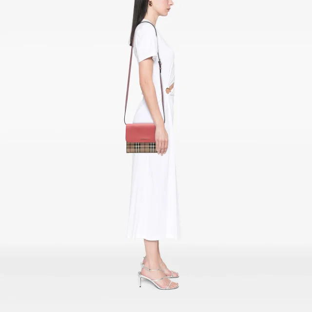 Burberry Haymarket Check Coated Canvas and Calfskin Loxley Crossbody in Beige Calfskin from Designer Revival, photo 5 of 5