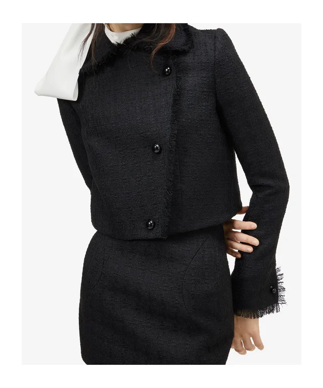Alexander McQueen Women's Light Tweed Cropped Jacket in Black, photo 3 of 5 from SENSER