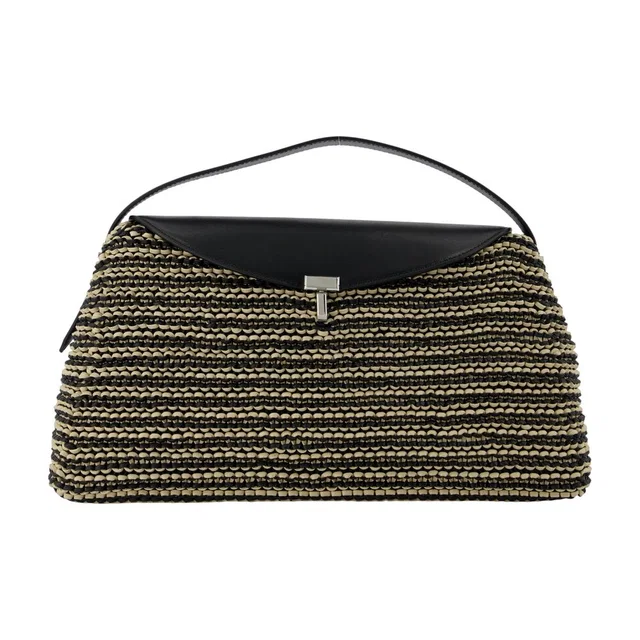 TOTEME Beaded Calfskin Top Handle Bag — Black in Black Calfskin from HEWI