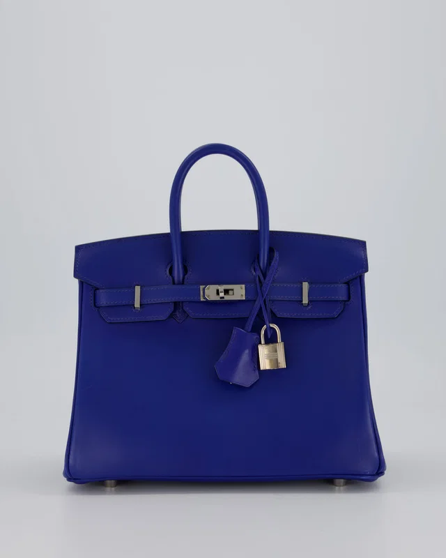Hermès Birkin 25 Retourne Bag in Blue Leather from Sellier