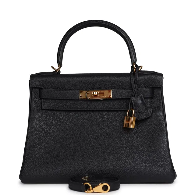 Hermès Kelly Retourne 28 Bleu Nuit Togo Gold Hardware in Navy Togo leather from Madison Avenue Couture