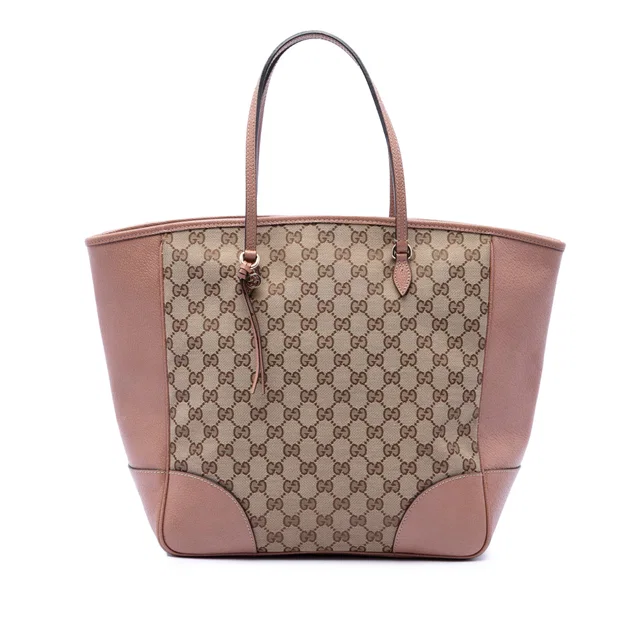 Beige Gucci GG Canvas and Leather Bree Tote in Beige Canvas from Designer Revival