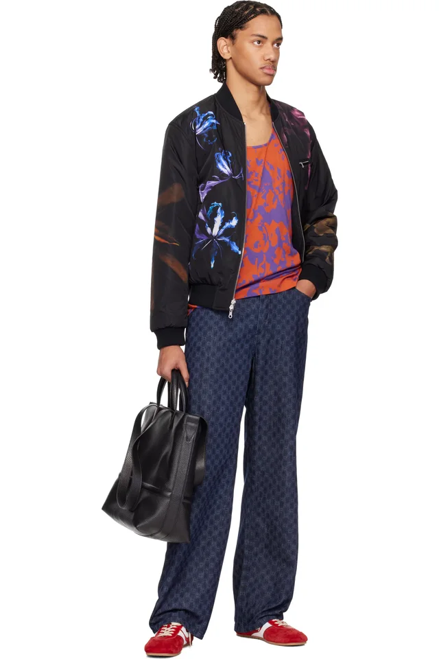 Dries Van Noten Navy Floral Jeans, photo 4 of 4 from SSENSE