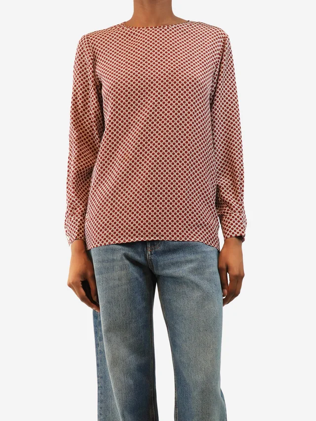 Stella McCartney Red silk printed blouse - size UK 4 in Red Silk from Sign of the Times