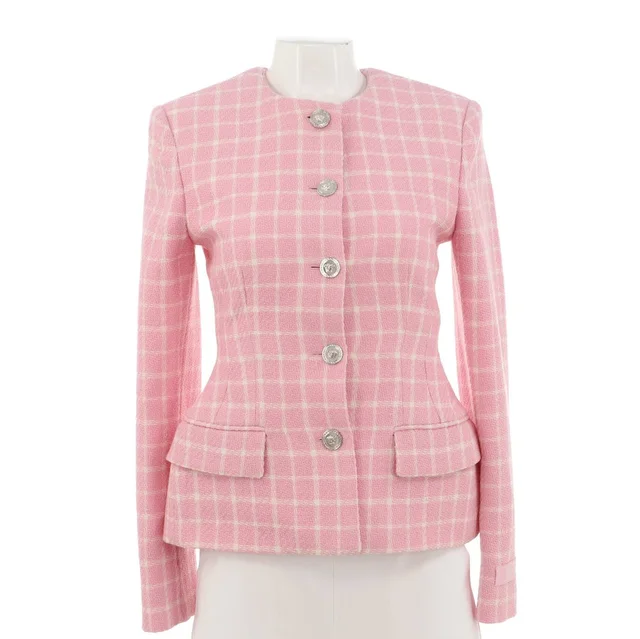 Versace Women's Medusa Collarless Button Up Jacket Tweed in pink Tweed from Poshmark