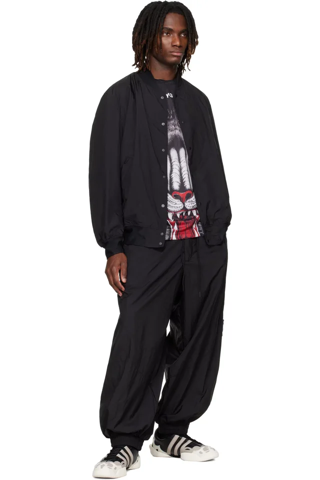 Y-3 Black Collegiate Bomber Jacket, photo 4 of 4 from SSENSE