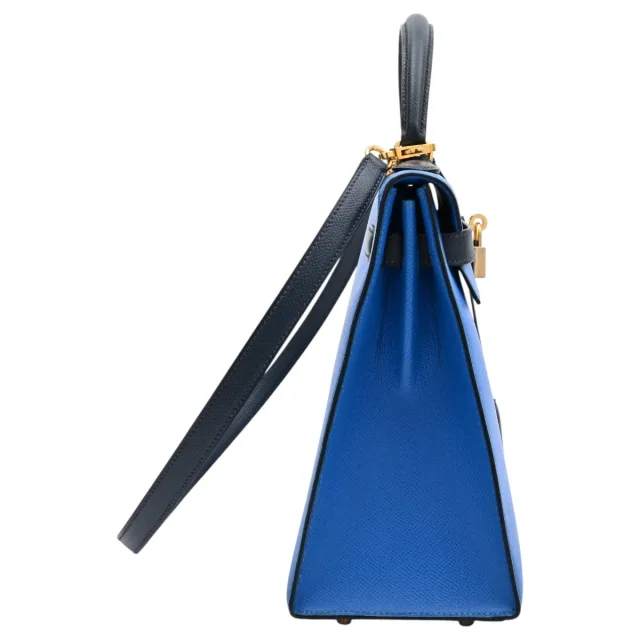 Hermès 1995 Kelly 32 Bleu France/Bleu Indigo in Blue from VINTAGE QOO TOKYO, photo 3 of 18