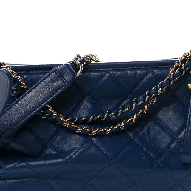 Chanel Aged Calfskin Quilted Medium Gabrielle Hobo Blue in Blue Calfskin from FASHIONPHILE, photo 8 of 10
