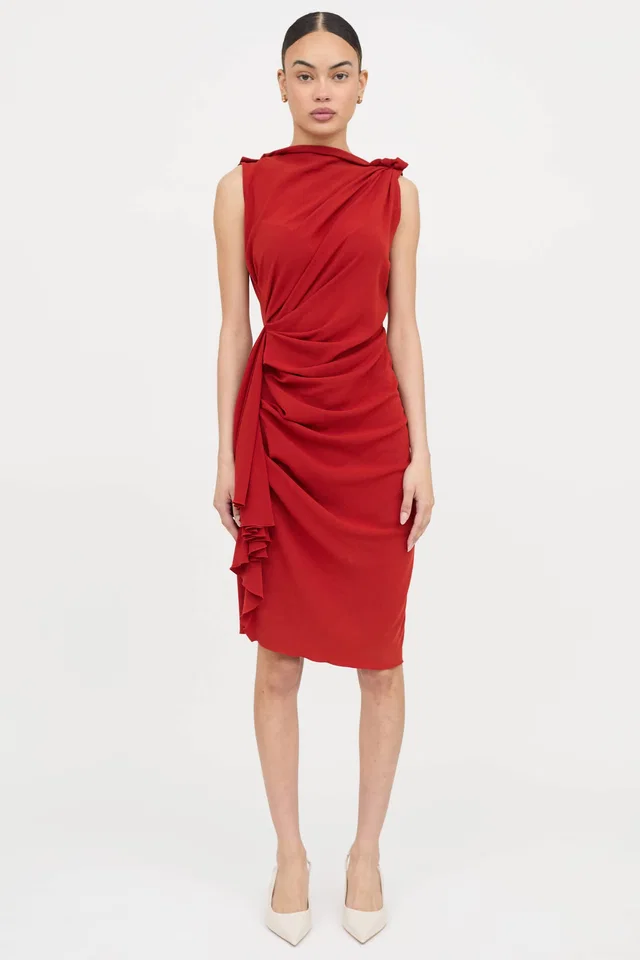 Lanvin 2005 Draped Midi Dress from VSP Consignment