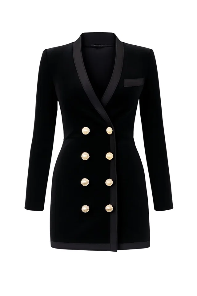 Balmain velvet tailored dress in Black Velvet from Designer Revival