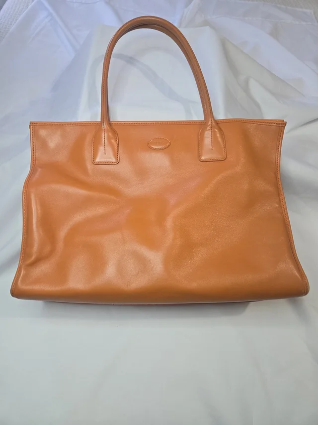 Tods Stylish Cognac Orange Leather Tote Bag in brown|red Leather from Poshmark