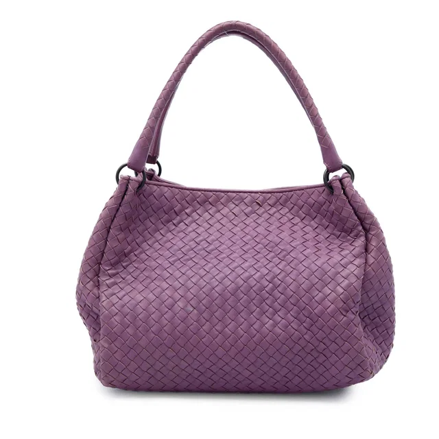 Purple Bottega Veneta Nappa Intrecciato Parachute Tote in Purple Nappa leather from Designer Revival