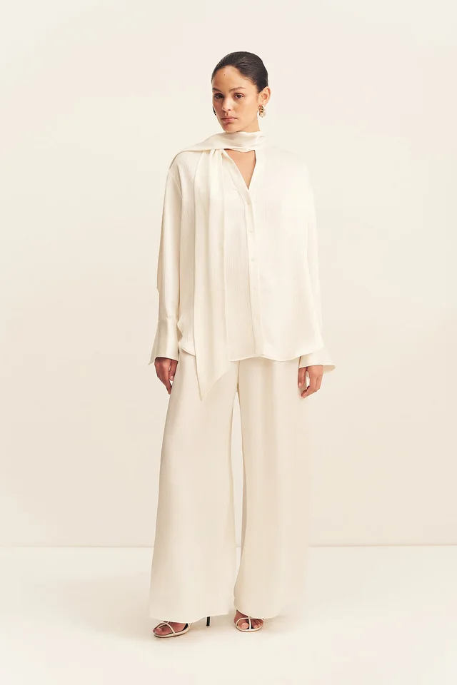 Shona Joy HUXLEY TEXTURED SCARF SHIRT - VANILLA from Shona Joy, photo 1 of 1