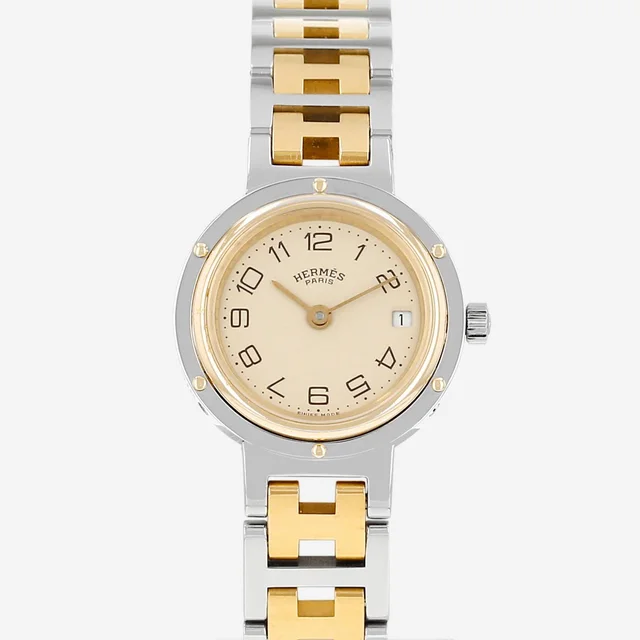 Hermès Clipper watch in steel and gold-plated metal, circa 1987 in Gold from Collector Square