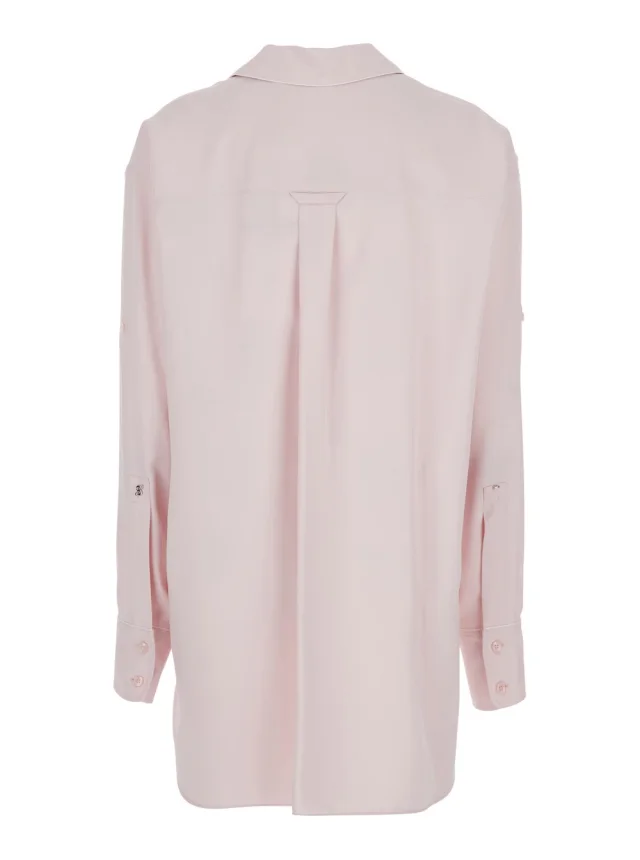 SPORTMAX 'Cocco' Pink Oversized Shirt with Notched Collar and Patch Pocket on the Front in Viscose for Women in Pink, photo 3 of 6 from Gaudenzi Boutique