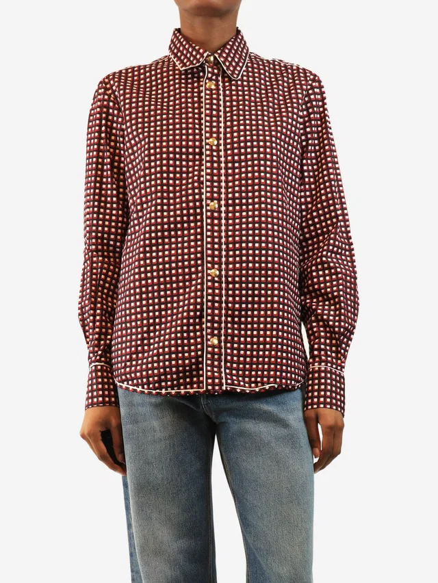 Marni Red and black square printed shirt - size UK 8 in Black from Sign of the Times