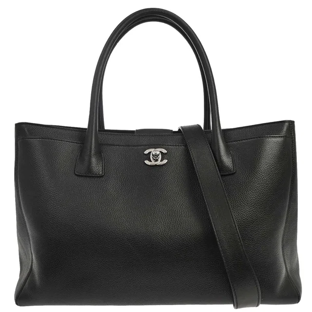 Chanel 2009-2010 Black Calfskin Executive Cerf 2way Shoulder Tote Bag in Black Calfskin from AMORE Vintage Tokyo