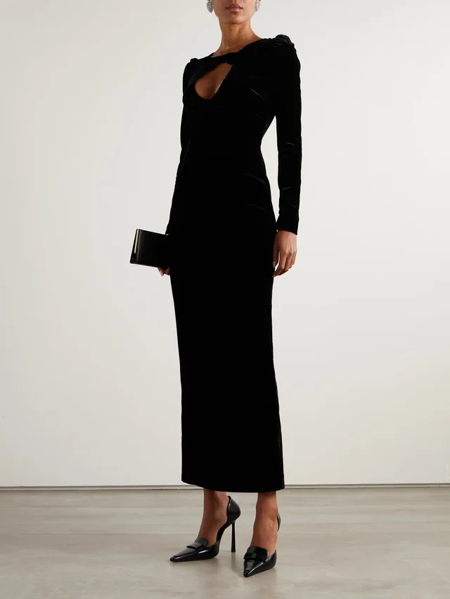 ALESSANDRA RICH Cutout bow-embellished velvet gown in Black, photo 2 of 2 from NET-A-PORTER (Canada)