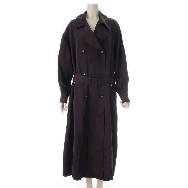 Chanel Vintage Silk Paper Tag Glossy Trench Coat Burgundy 38 in Burgundy Silk from The Reluxe