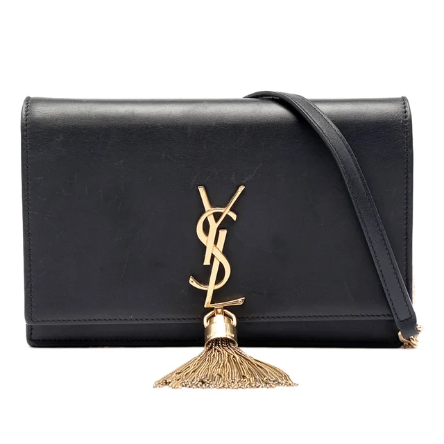 Black Saint Laurent Smooth Calfskin Monogram Kate Tassel Chain Wallet Crossbody Bag in Black Calfskin from Designer Revival, photo 1 of 1