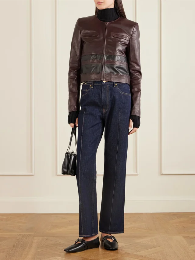 ULLA JOHNSON Callisto paneled leather jacket in Brown, photo 2 of 2 from NET-A-PORTER (Canada)