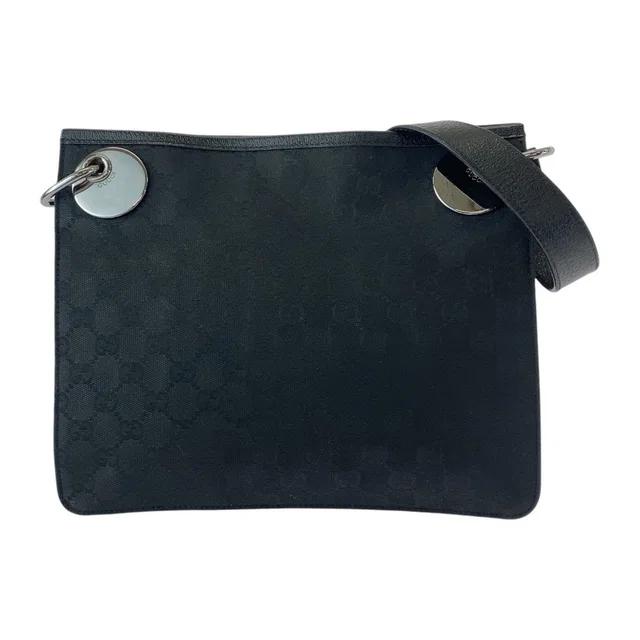 Gucci Black Silver Shoulder Bag in Black Canvas from The Reluxe