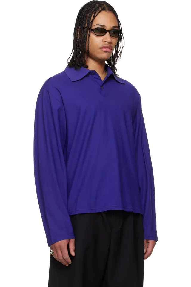 OUR LEGACY Blue Rugby Longsleeve Polo, photo 2 of 4 from SSENSE