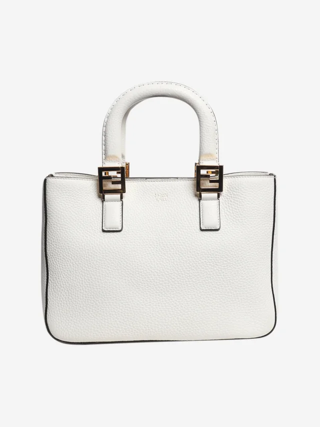 Fendi White Selleria tote bag in White Leather from Sign of the Times