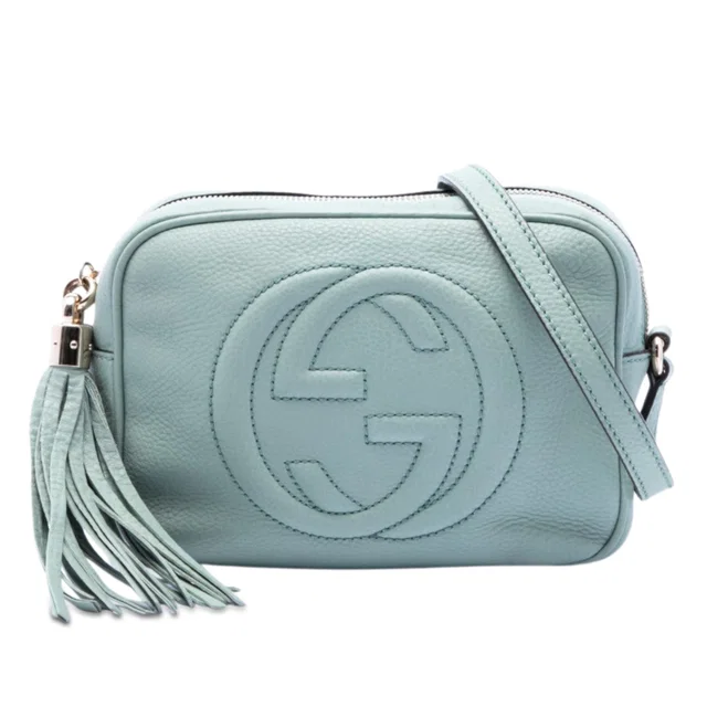 Blue Gucci Leather Soho Disco Crossbody in Blue Leather from Designer Revival
