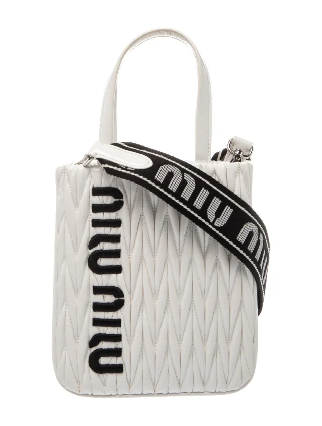Miu Miu Leather Top Handle Bag in white Leather from The RealReal