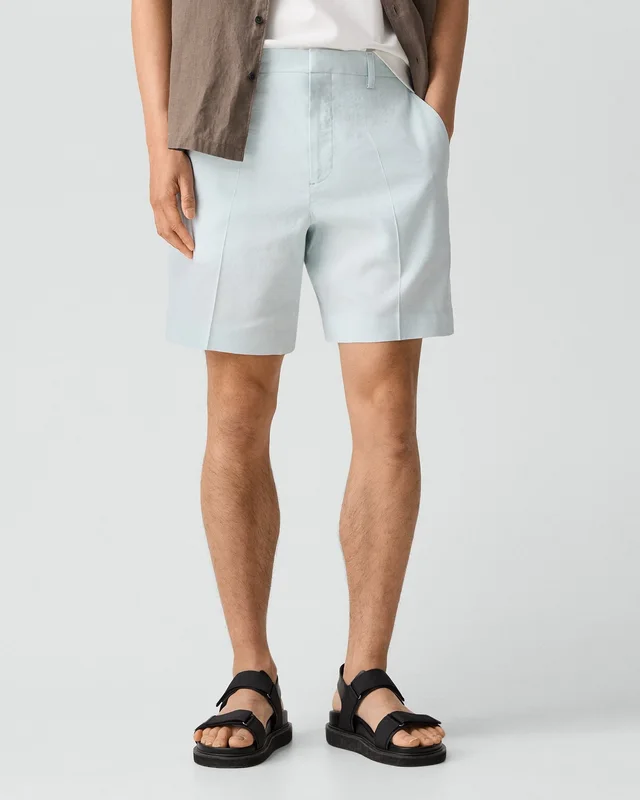 Theory Standard Short in Good Linen in DARK ICY DEW 62% Linen, 36% Viscose, 2% Elastane, photo 4 of 10 from Theory