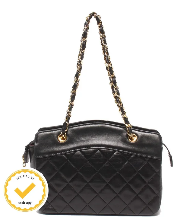 Chanel Chain Handbag Gold Quilted Lambskin in Gold Lambskin from The Reluxe