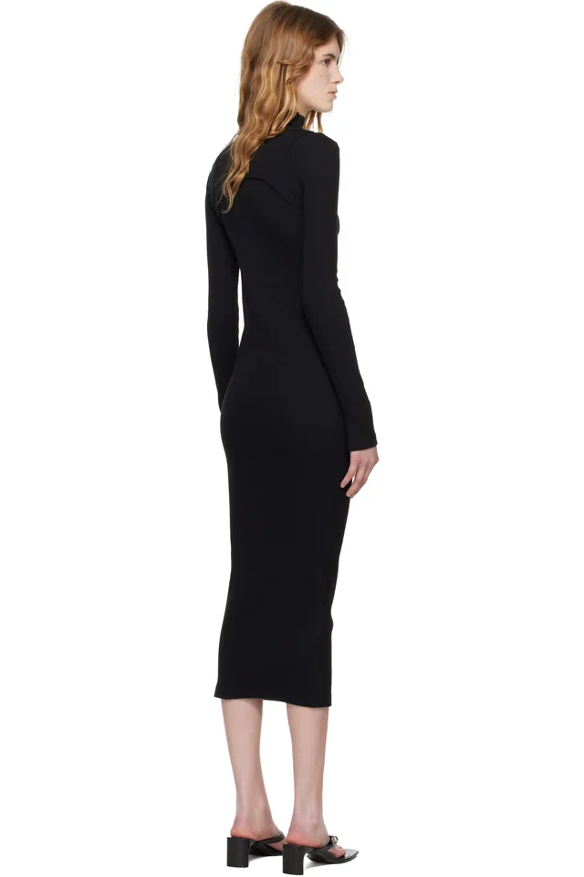 Off-White Black 'OFF' Stamp Rib Round Maxi Dress, photo 3 of 4 from SSENSE